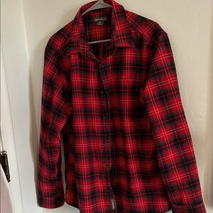 Eddie Bauer Red and Black Plaid Flannel Shirt